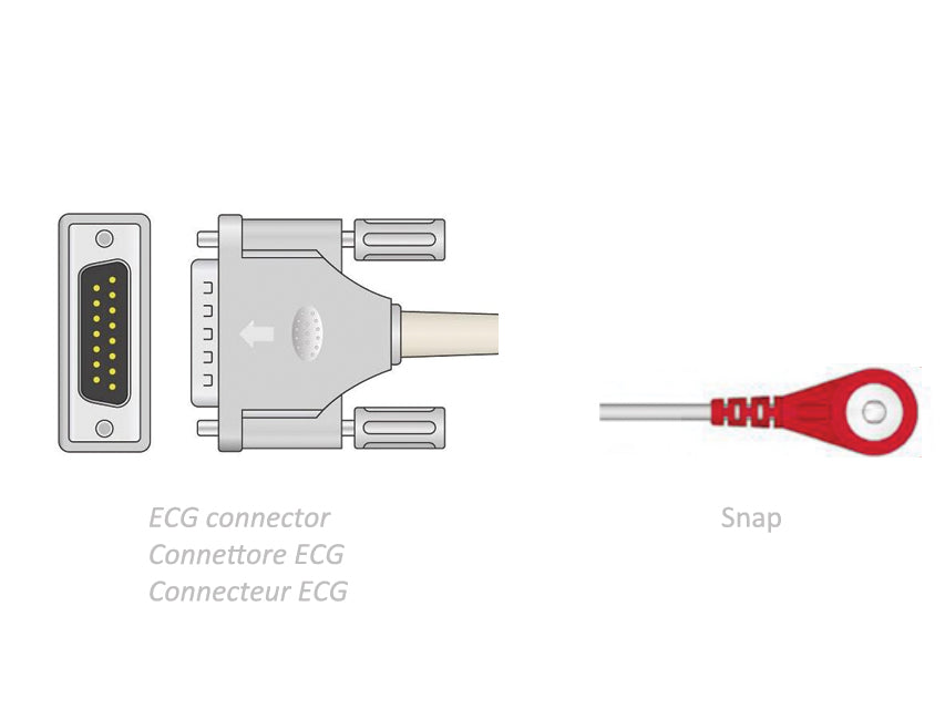 CAVO PAZIENTE ECG 2,2 m - snap - compatibile Camina, Colson, ST, altri