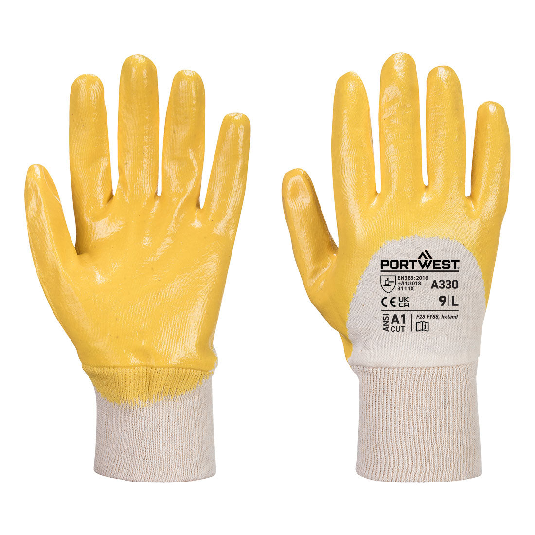 Guantes de nitrilo con puño tejido.