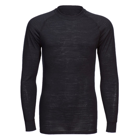 B183BKR - T-shirt girocollo a maniche lunghe in lana merino