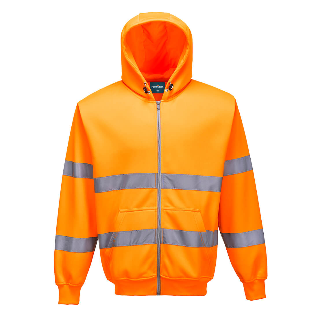 B305ORR - Felpa con cappuccio e zip intera Hi-Vis