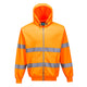 B305ORR - Felpa con cappuccio e zip intera Hi-Vis