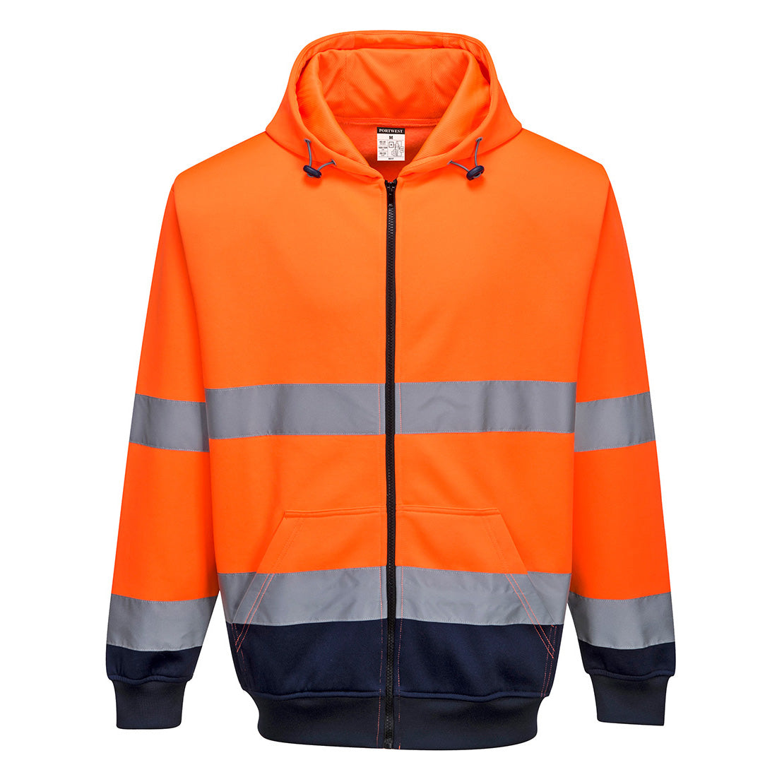 B317ONR - Felpa Bicolore con cappuccio e zip intera Hi-Vis