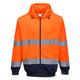B317ONR - Felpa Bicolore con cappuccio e zip intera Hi-Vis