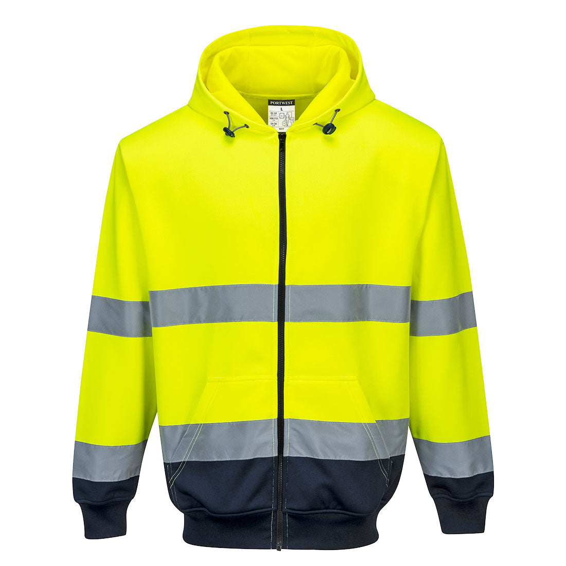 B317YNR - Felpa Bicolore con cappuccio e zip intera Hi-Vis