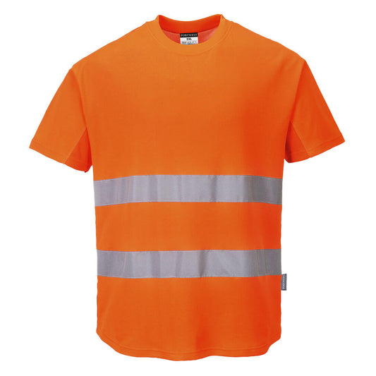 C394ORR - Camiseta Alta Visibilidad Confort de Algodón y Malla