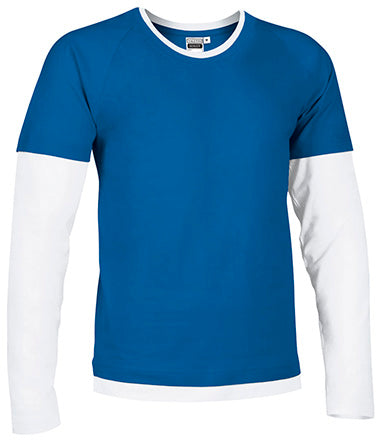 T-shirt girocollo con disegno bicolore e effetto doppia manica Denver