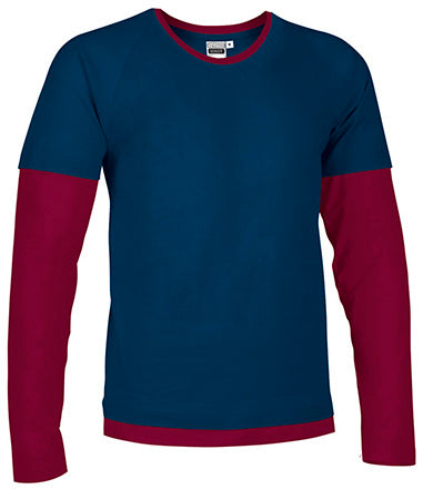 T-shirt girocollo con disegno bicolore e effetto doppia manica Denver
