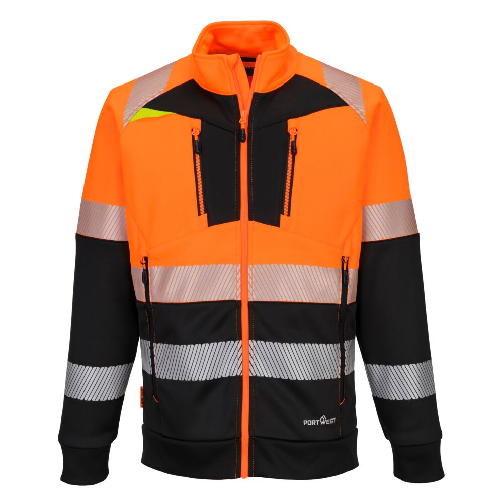 DX490OBR - DX4 Felpa Hi-Vis  Classe 1 con collo a imbuto e chiusura a zip