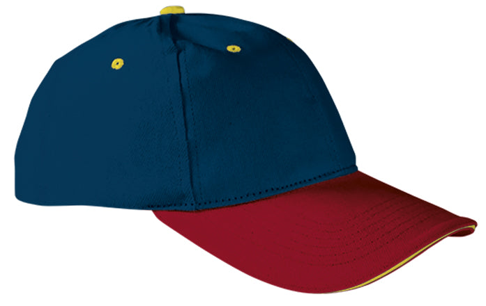Cappellino da baseball a 6 pannelli bicolore Sandwich