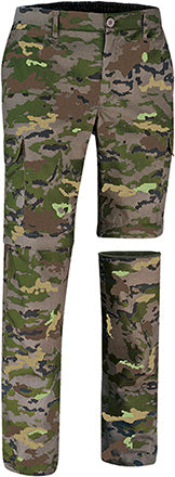 Pantalone staccabile multitasche con disegno mimetico pixelato Birdman