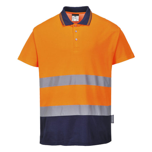 S174ONR - Polo bicolor de algodón confort de alta visibilidad