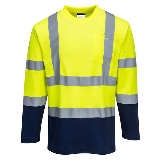 S280YNR - Camiseta Alta Visibilidad Manga Larga Confort Algodón Bicolor