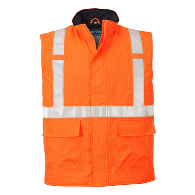 S776ORR - Chaleco acolchado antiestático FR Bizflame Rain Hi-Vis